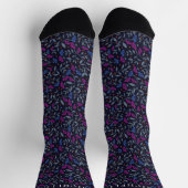 Chaussette Fleurs Flore Noire Foncé Violet Bleu Personnalisée (Haut)