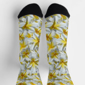 Chaussette Fleurs Frangipani Jaunes Et Blanches, Chaussettes (Haut)