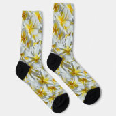Chaussette Fleurs Frangipani Jaunes Et Blanches, Chaussettes (Droite)