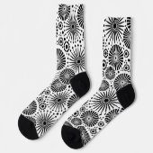 Chaussette Fleurs géométriques noir blanc modernes Explosion  (Gauche)