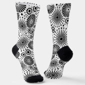 Chaussette Fleurs géométriques noir blanc modernes Explosion  (Angulaire)