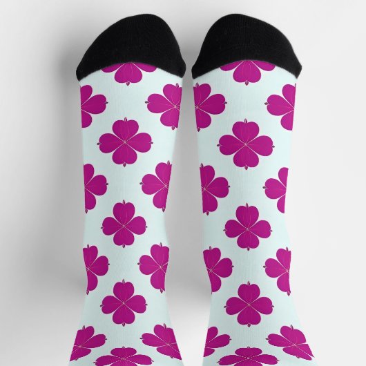 Chaussette Fleurs géométriques roses sur un fond clair (Haut)