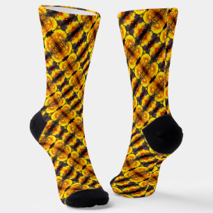 Chaussette Fleurs Jaunes Au Soleil Abstrait Motif