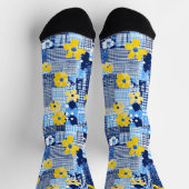 Chaussette Fleurs jaunes Motif bleu (Haut)