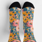 Chaussette Fleurs modernes colorées Motif floral (Haut)