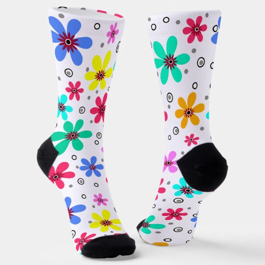Chaussette Fleurs multicolores marguerites somm arrière - pla (Angulaire)