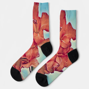 Chaussette Fleurs orange Couleurs tropicales Chaussettes foll