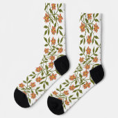 Chaussette Fleurs orange, Motif Floral, Verdure, Boho (Gauche)