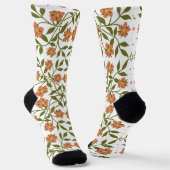Chaussette Fleurs orange, Motif Floral, Verdure, Boho (Angulaire)