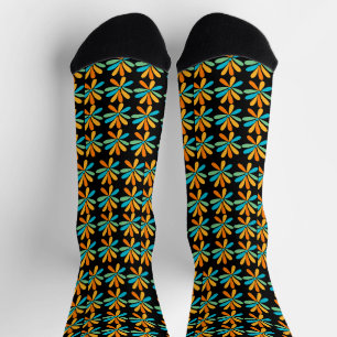 Chaussette Fleurs Oranges, Vertes Et Bleues