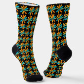 Chaussette Fleurs Oranges, Vertes Et Bleues (Angulaire)