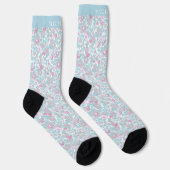Chaussette Fleurs pastel blanc floral bleu rose (Droite)