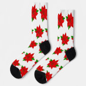 Chaussette Fleurs Poinsettia de Noël en blanc (Gauche)