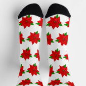 Chaussette Fleurs Poinsettia de Noël en blanc (Haut)