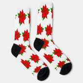 Chaussette Fleurs Poinsettia de Noël en blanc (Droite)