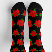 Chaussette Fleurs Poinsettia de Noël en noir (Haut)