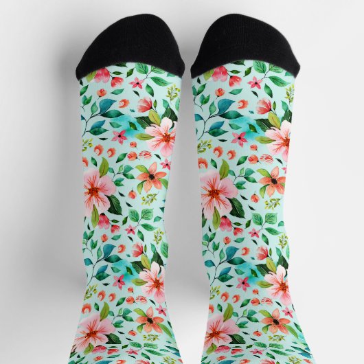 Chaussette Fleurs printanières colorées sans couture motif (Haut)