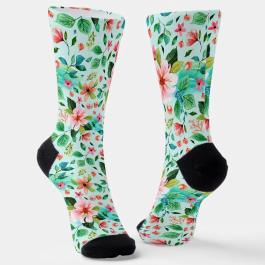 Chaussette Fleurs printanières colorées sans couture motif (Angulaire)