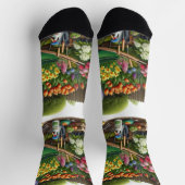 Chaussette Fleurs rose jaune  (Haut)