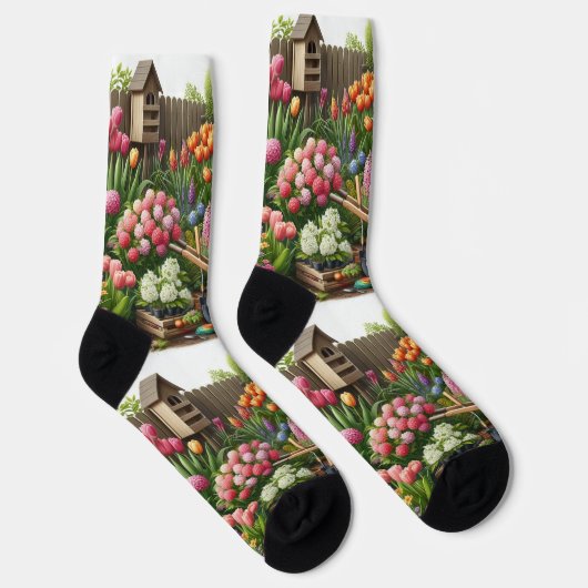 Chaussette Fleurs rose jaune  (Droite)