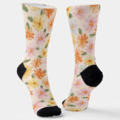 Chaussette Fleurs Rose Jaune Bleu Pêche (Angulaire)