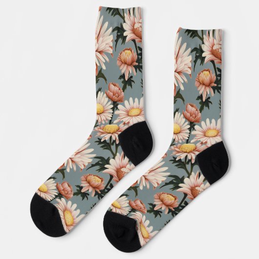 Chaussette Fleurs rose pastel (Gauche)