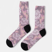 Chaussette Fleurs roses, aquarelle, rétro (Gauche)