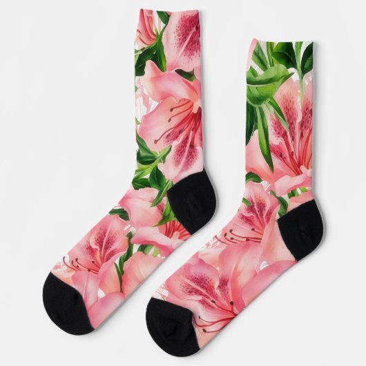 Chaussette Fleurs roses Chaussettes d'Art Vintage Lily (Gauche)