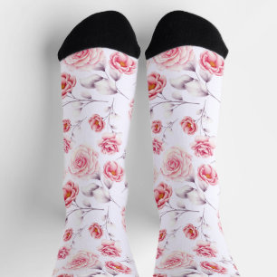 Chaussette Fleurs roses élégantes motif chic coloré