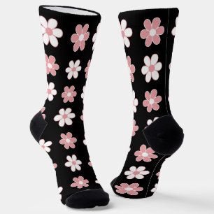 Chaussette Fleurs roses et blanches modernes sur chaussettes