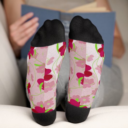 Chaussette Fleurs roses et rouges - Floral (Fond)