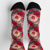 Chaussette Fleurs roses, rouges et mauves (Haut)
