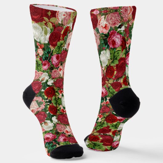 Chaussette Fleurs Roses vintages (Angulaire)