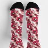 Chaussette Fleurs rustique rétro rouge et blanc (Haut)