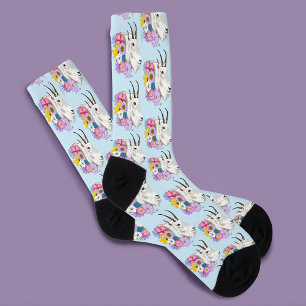 Chaussette Fleurs sauvages chèvre de montagne blanche nature
