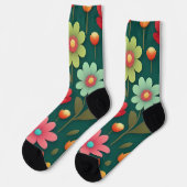 Chaussette Fleurs sur un motif arrière - plan vert (Gauche)
