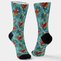 Fleurs tropicales et chaussettes motifs d'oiseaux