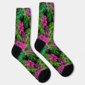 Chaussette Fleurs tropicales et plantes en noir (Droite)
