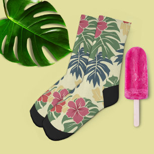 Chaussette Fleurs tropicales jaunes 