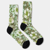 Chaussette Fleurs vertes stylisées (Droite)