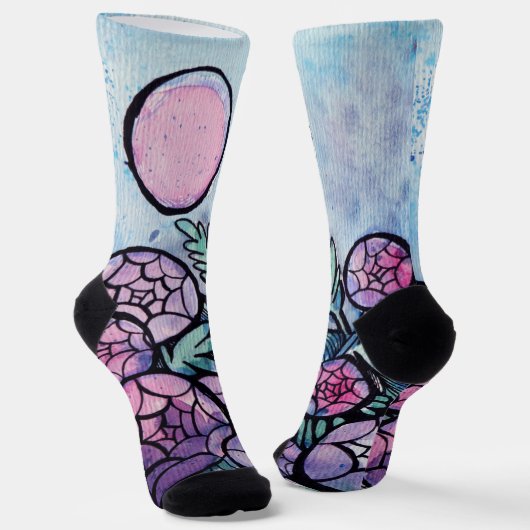 Chaussette Fleurs violettes (Angulaire)
