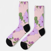 Chaussette Fleurs Violettes, Modèle Floral, Motif De Fleurs (Gauche)