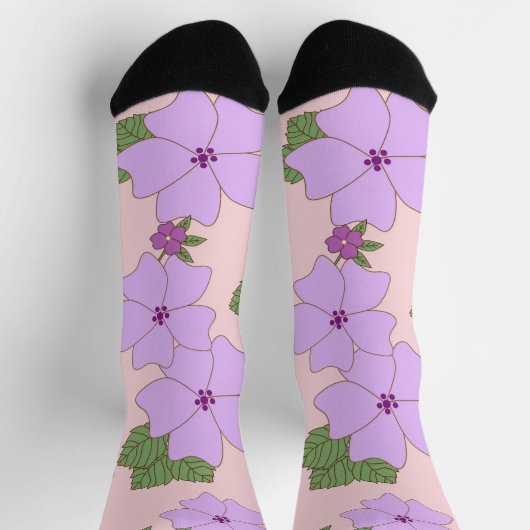 Chaussette Fleurs Violettes, Modèle Floral, Motif De Fleurs (Haut)