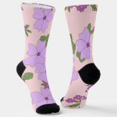 Chaussette Fleurs Violettes, Modèle Floral, Motif De Fleurs (Angulaire)