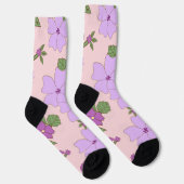 Chaussette Fleurs Violettes, Modèle Floral, Motif De Fleurs (Droite)