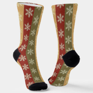 Chaussette flocon de Noël coloré traditionnel rayé