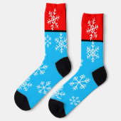Chaussette Flocons de neige rouges bleus blancs d'hiver (Gauche)