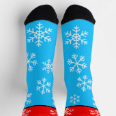 Chaussette Flocons de neige rouges bleus blancs d'hiver (Haut)
