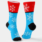 Chaussette Flocons de neige rouges bleus blancs d'hiver (Angulaire)