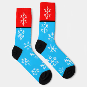 Chaussette Flocons de neige rouges bleus blancs d'hiver